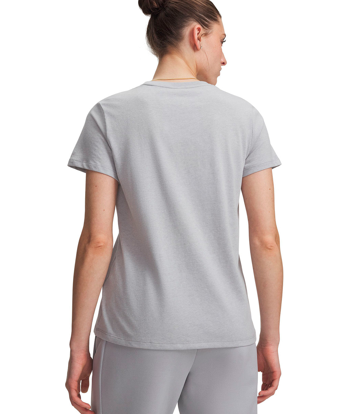 Polera manga corta UA Icon Fleece Graphic gris para mujer