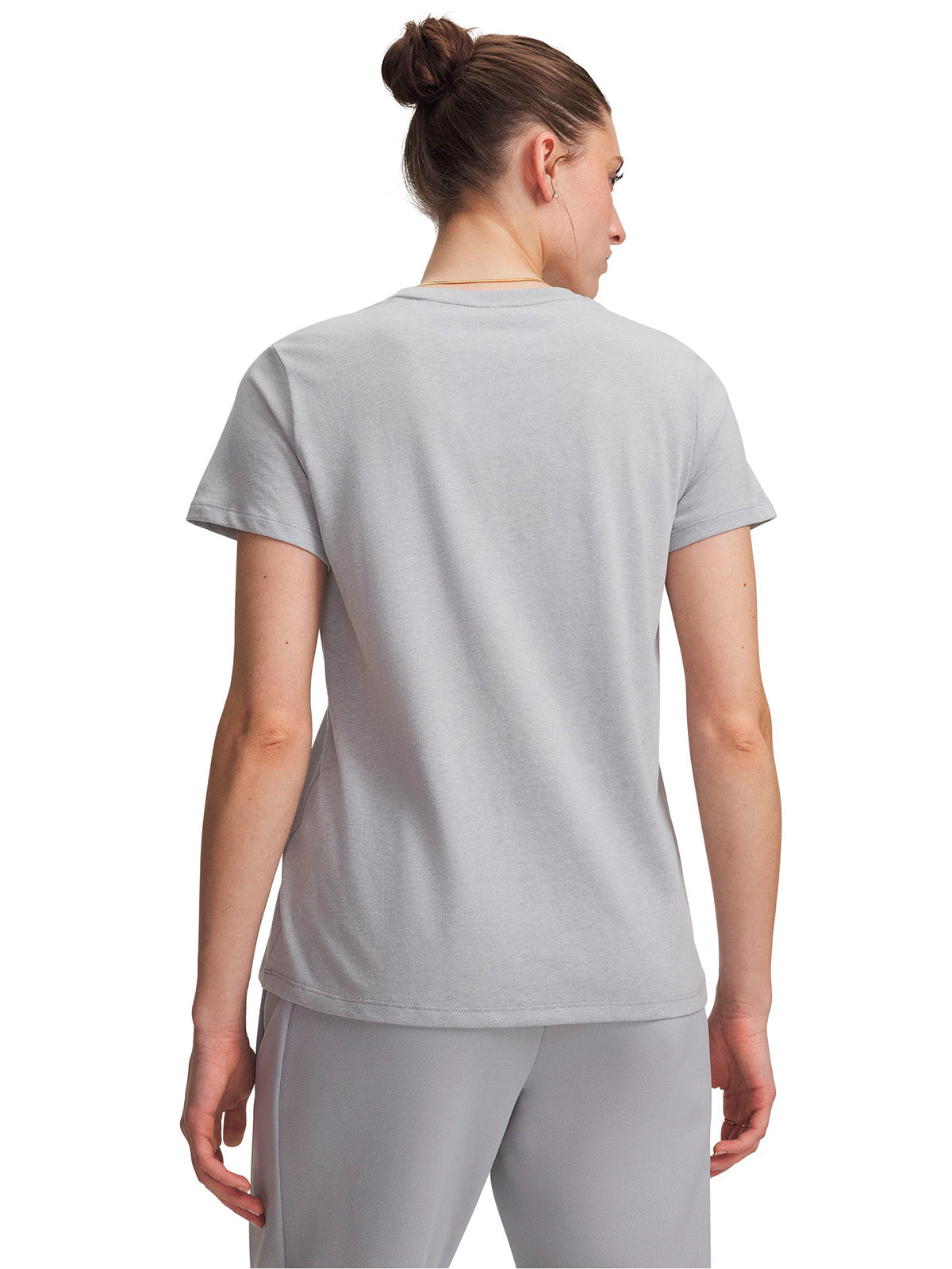Polera manga corta UA Icon Fleece Graphic gris para mujer