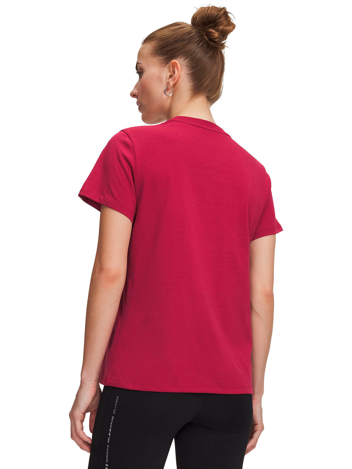 Polera manga corta UA Icon Fleece Graphic roja para mujer