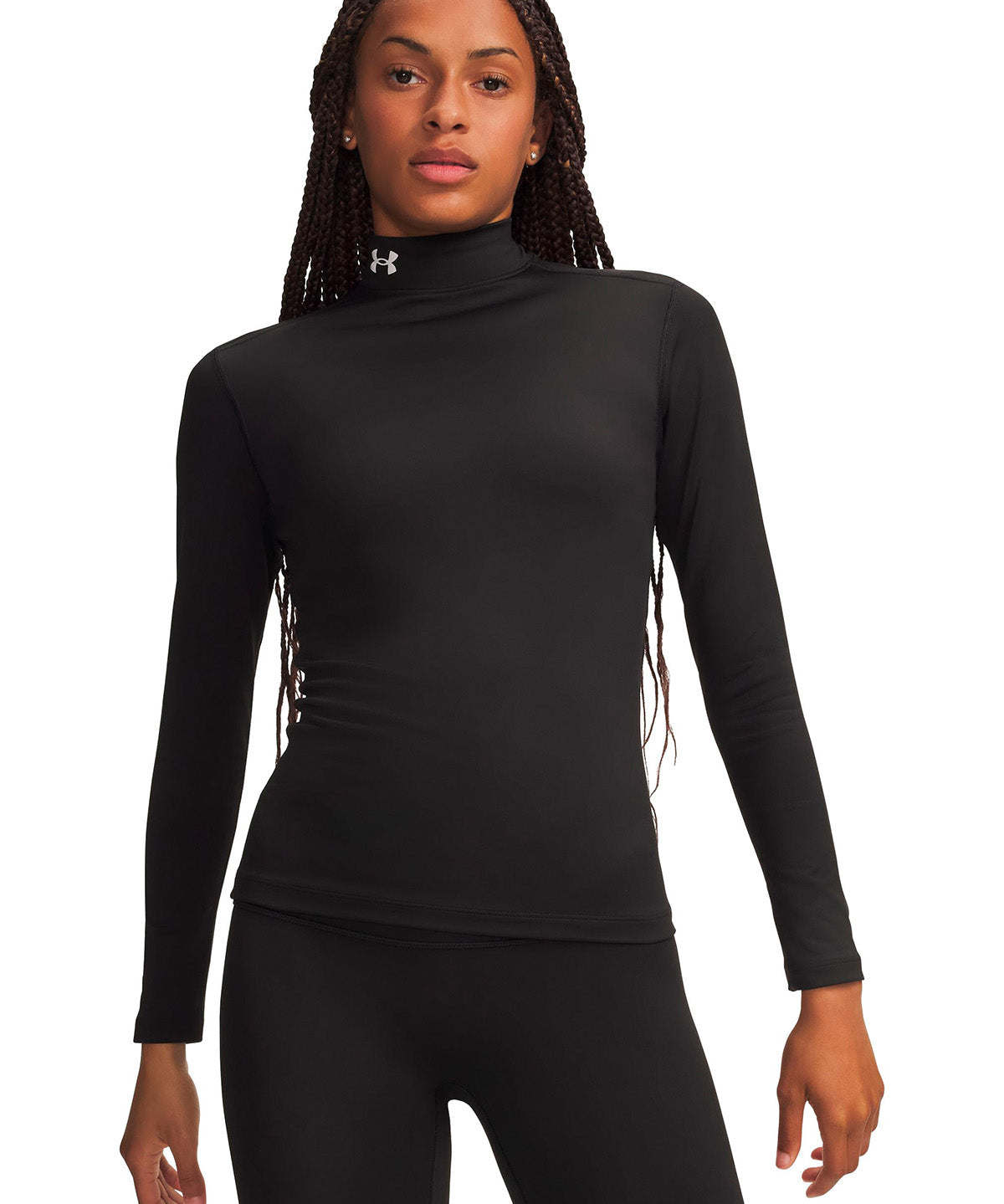 Primera capa superior UA ColdGear Mock negra para mujer
