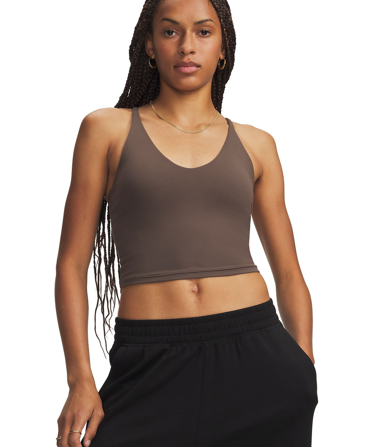 Polera sin manga UA Meridian Support café para mujer
