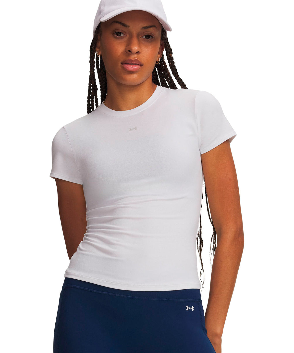 Polera manga corta UA Motion Fitted blanca para mujer