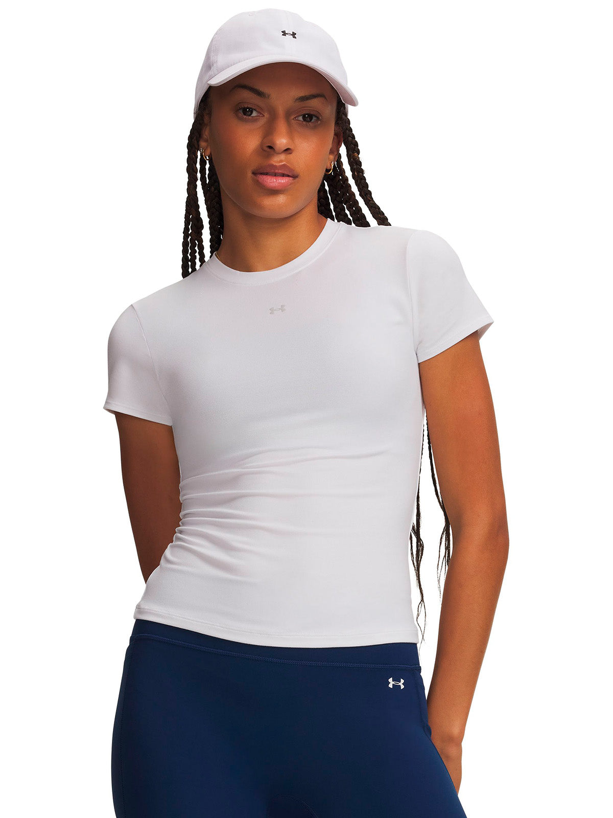 Polera manga corta UA Motion Fitted blanca para mujer