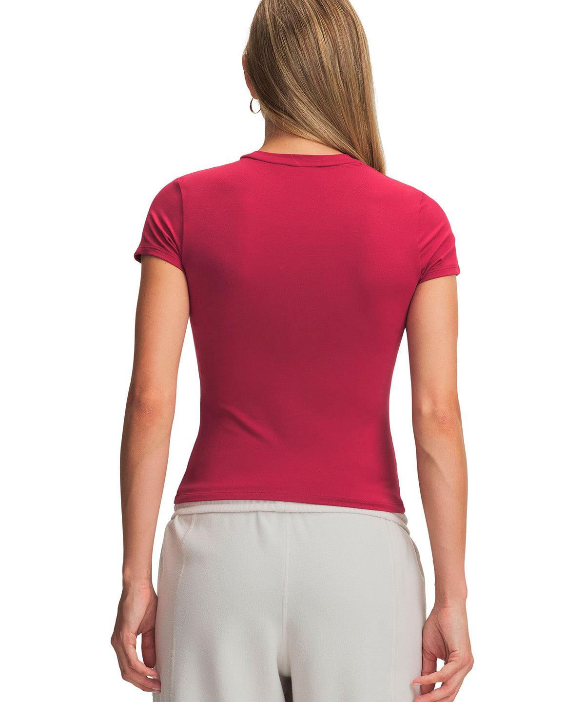 Polera manga corta UA Motion Fitted roja para mujer