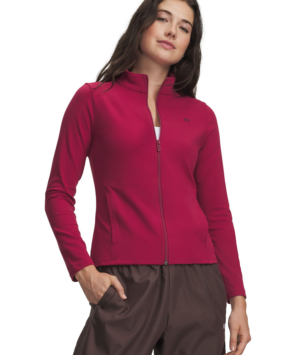 Poleron UA Motion Full Zip rojo para mujer