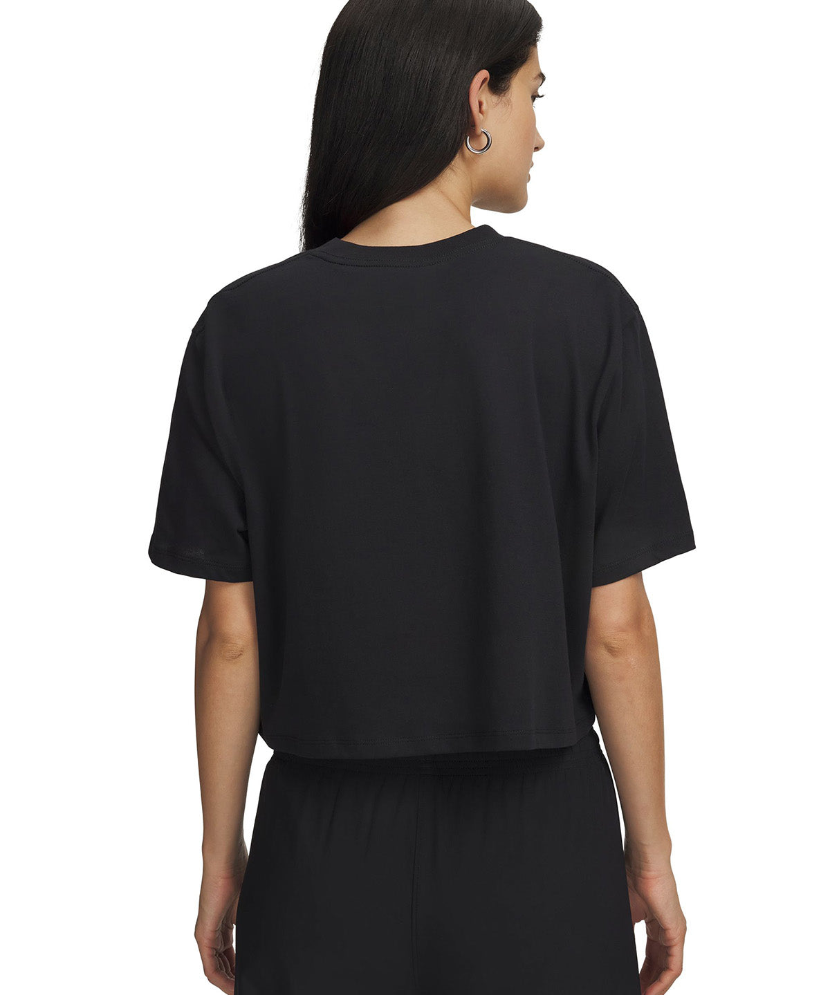 Polera manga corta UA W Center Left Chest negra para mujer