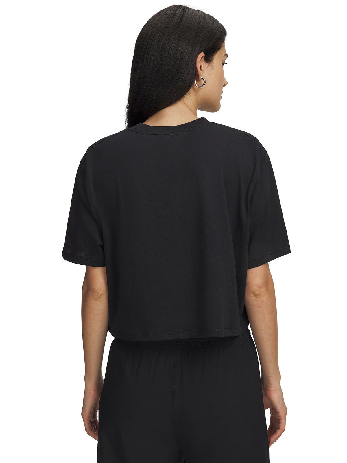 Polera manga corta UA W Center Left Chest negra para mujer