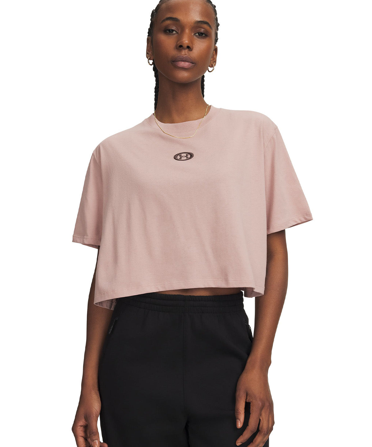 Polera manga corta UA W Center Left Chest rosada para mujer