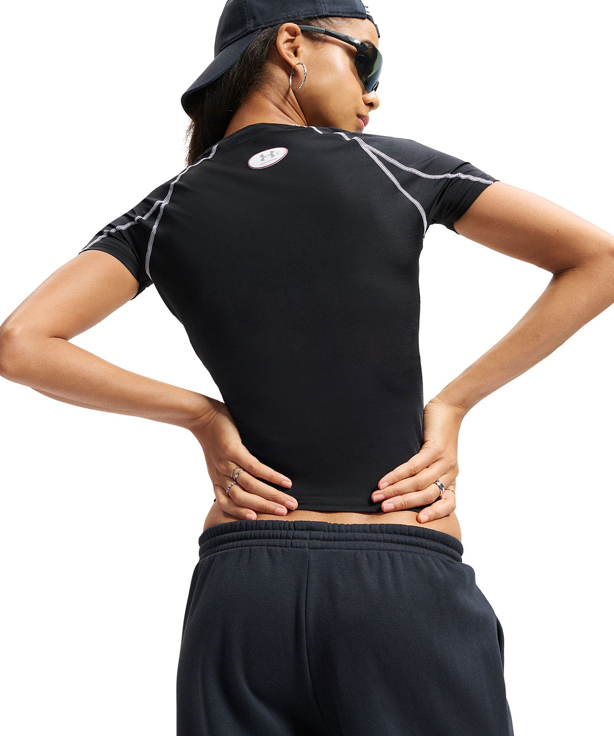 UA HeatGear Elite SS Primera Capa Superior negra para mujer