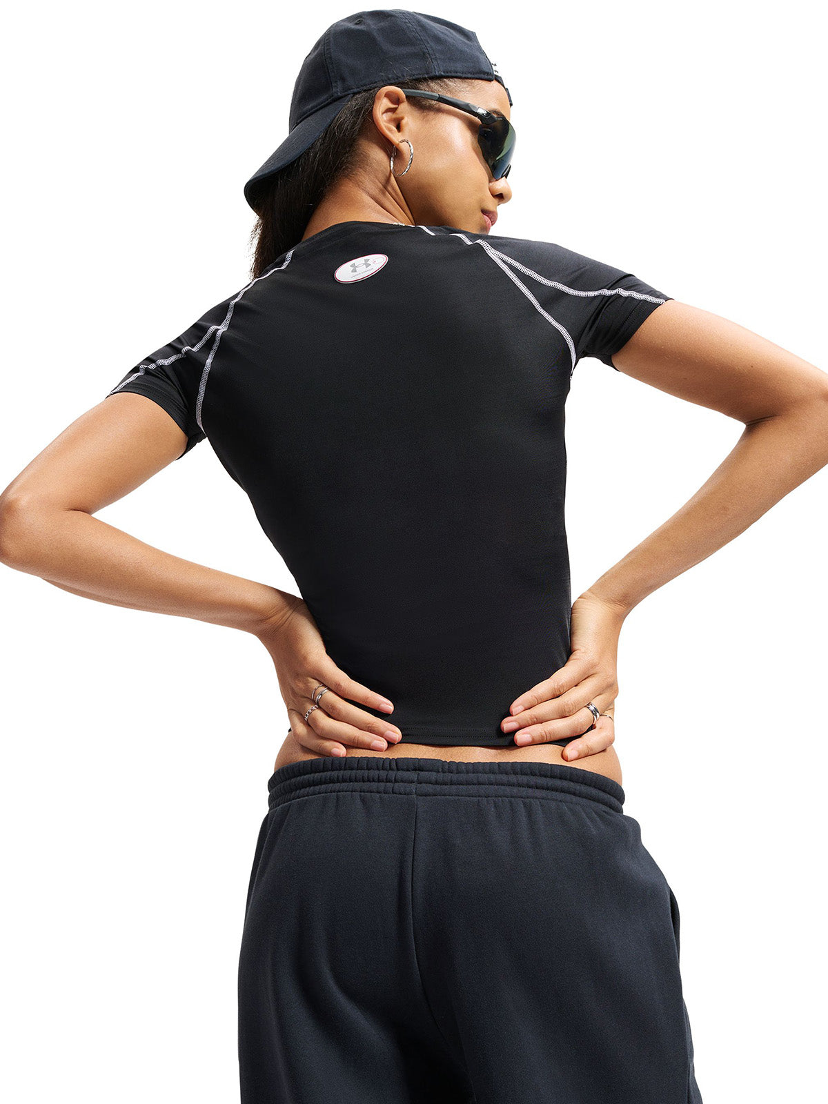 UA HeatGear Elite SS Primera Capa Superior negra para mujer
