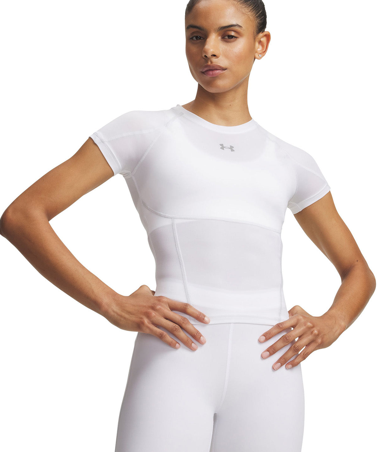 UA HeatGear Elite SS Primera Capa Superior blanco para mujer