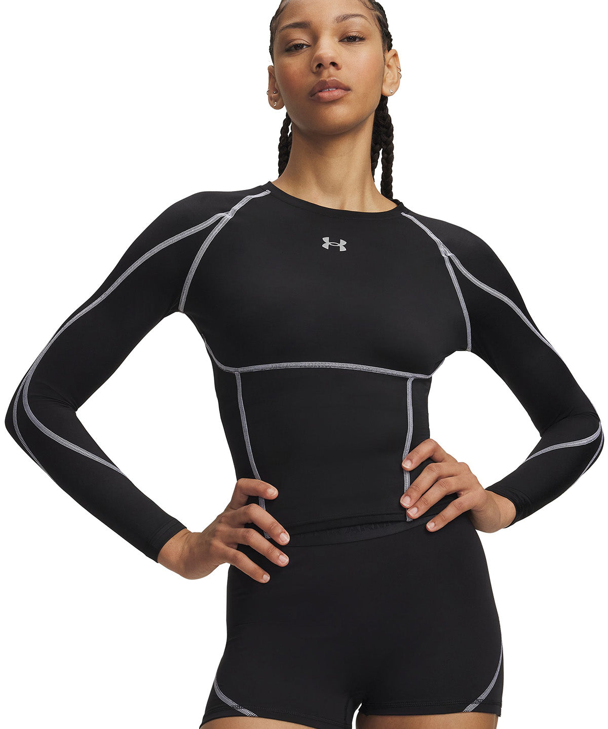 UA HeatGear Elite LS Primera Capa Superior negra para mujer