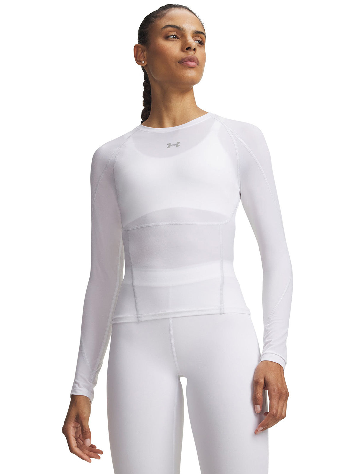 UA HeatGear Elite LS Primera Capa Superior blanco para mujer