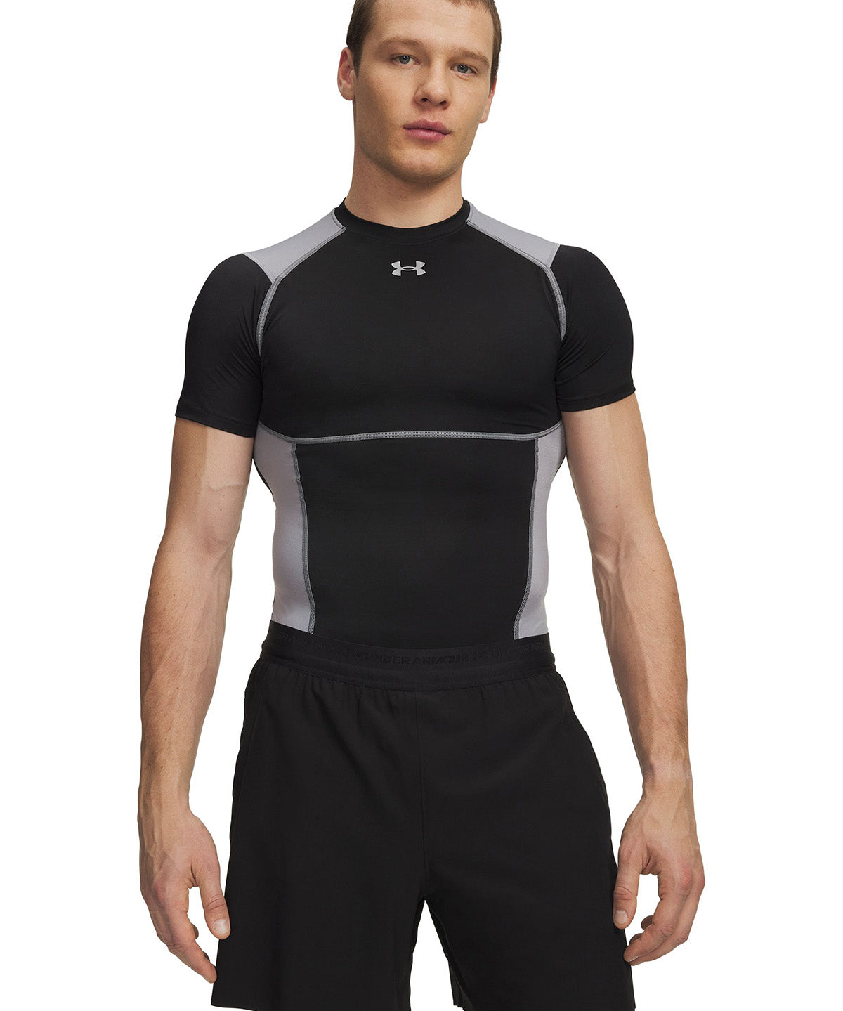 UA HG Elite Comp SS Primera Capa Superior negro para hombre