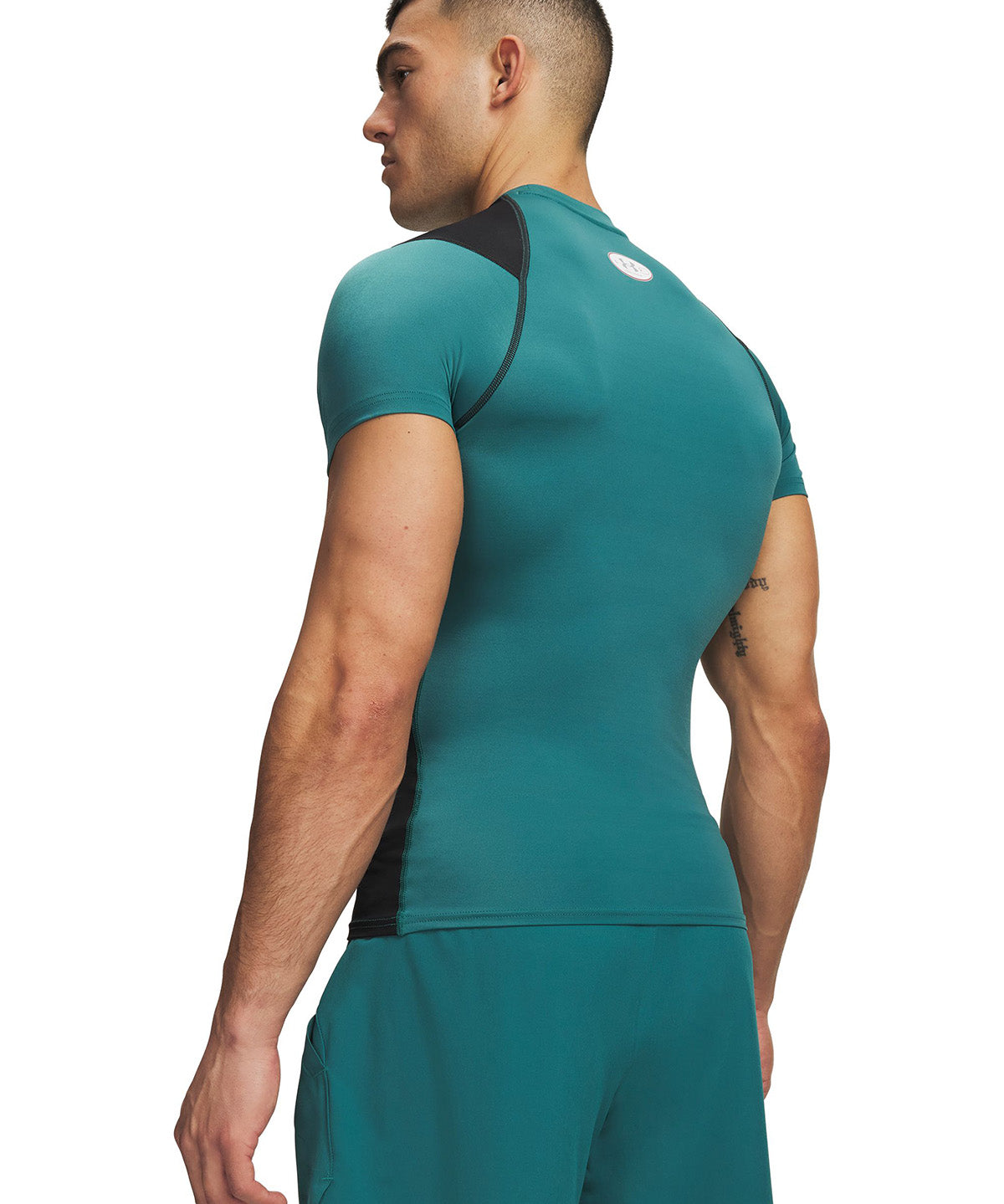 UA HG Elite Comp SS Primera Capa Superior verde para hombre