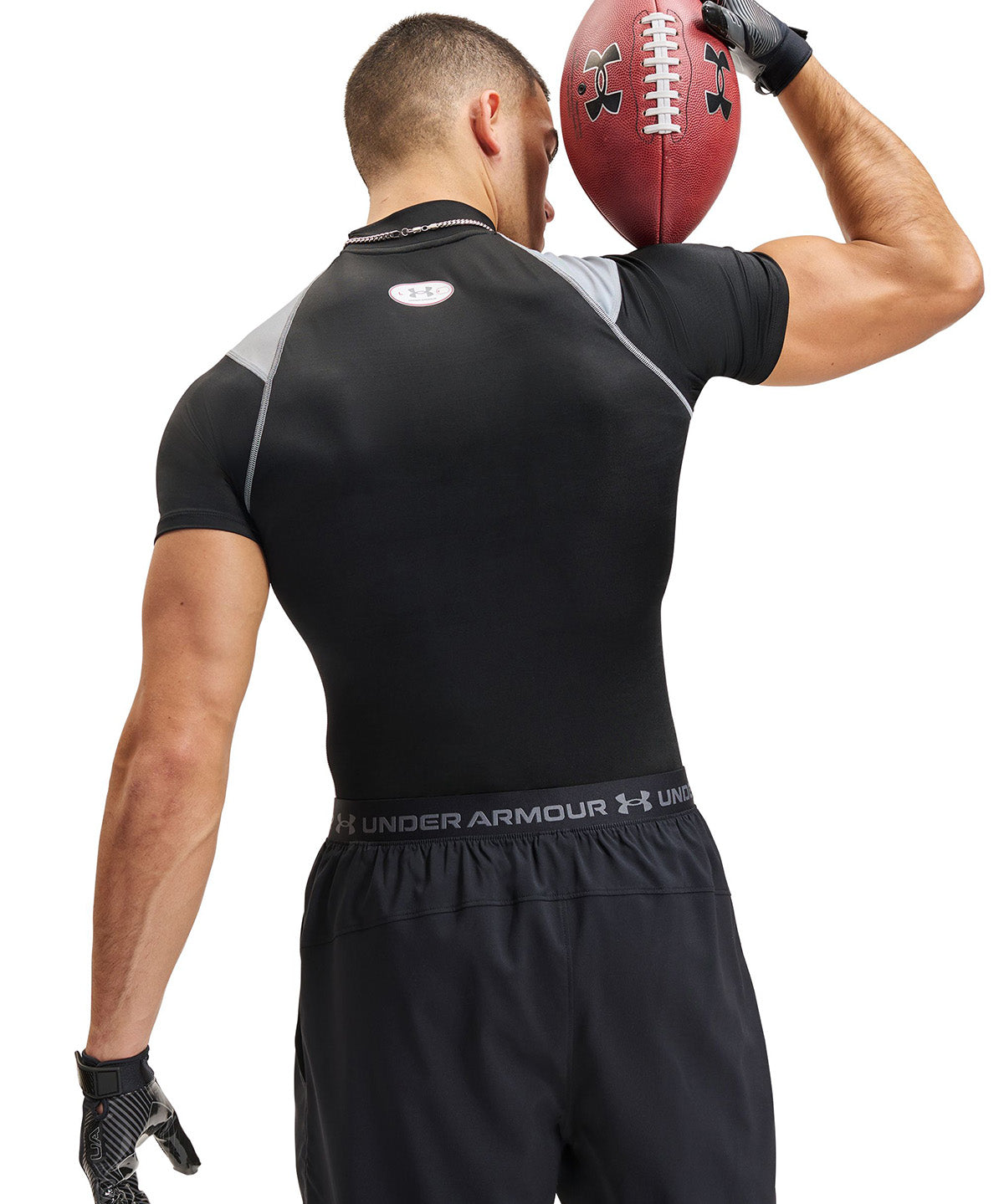 UA HG Elite Comp Mock SS Primera Capa Superior Negra para Hombre