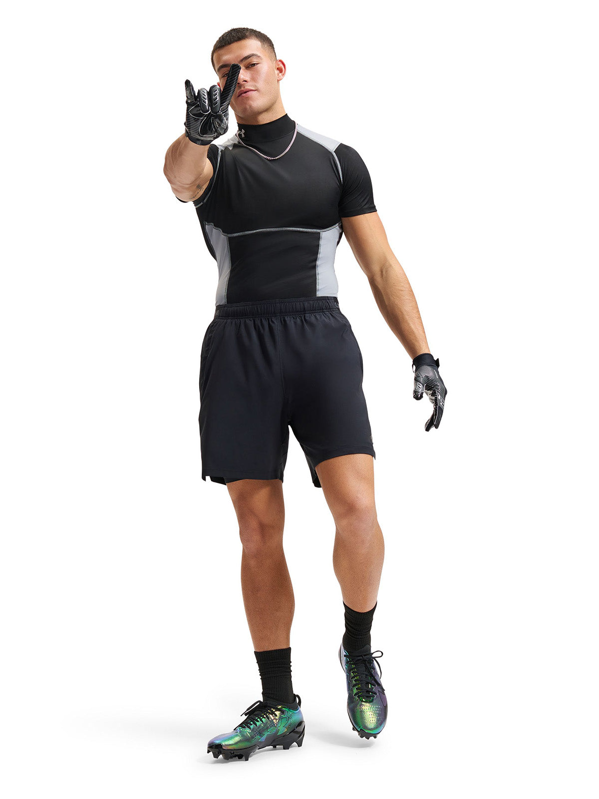 UA HG Elite Comp Mock SS Primera Capa Superior Negra para Hombre