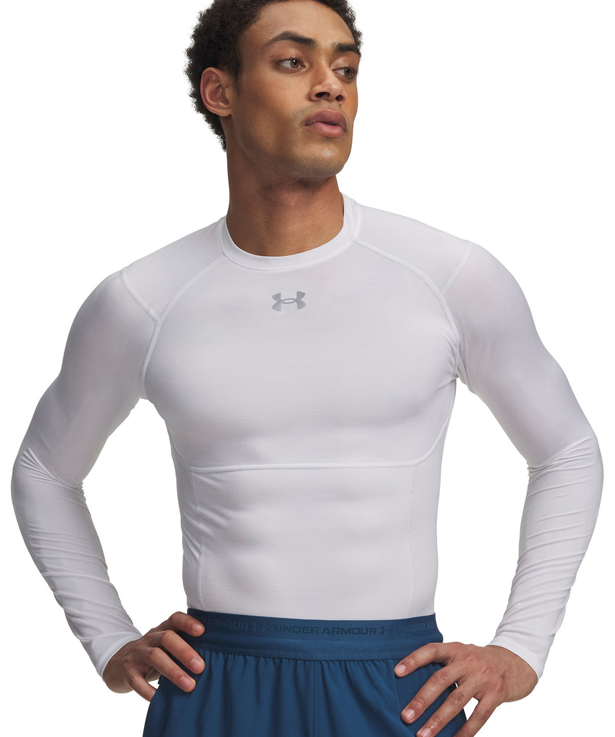 UA HG Elite Comp LS Primera Capa Superior blanco para hombre