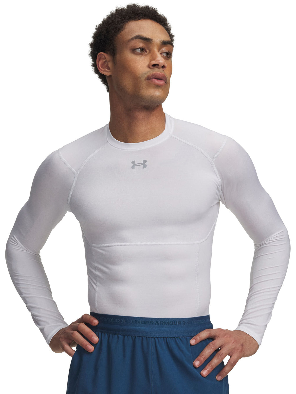 UA HG Elite Comp LS Primera Capa Superior blanco para hombre