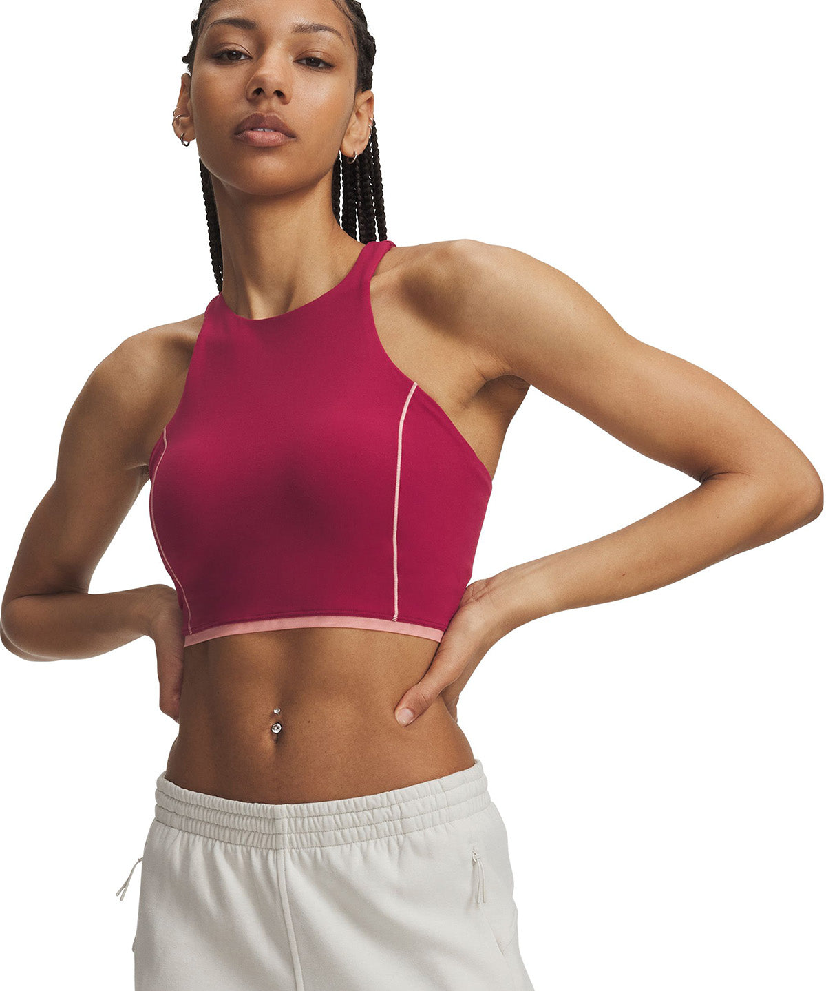 Polera sin manga UA Meridian Mesh Tank roja para mujer