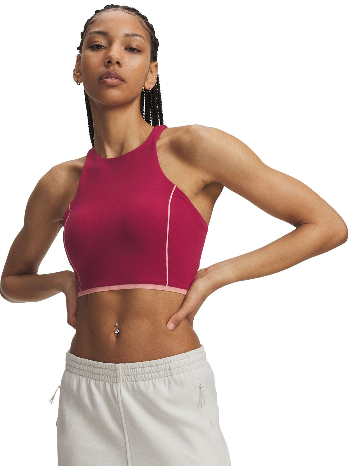 Polera sin manga UA Meridian Mesh Tank roja para mujer