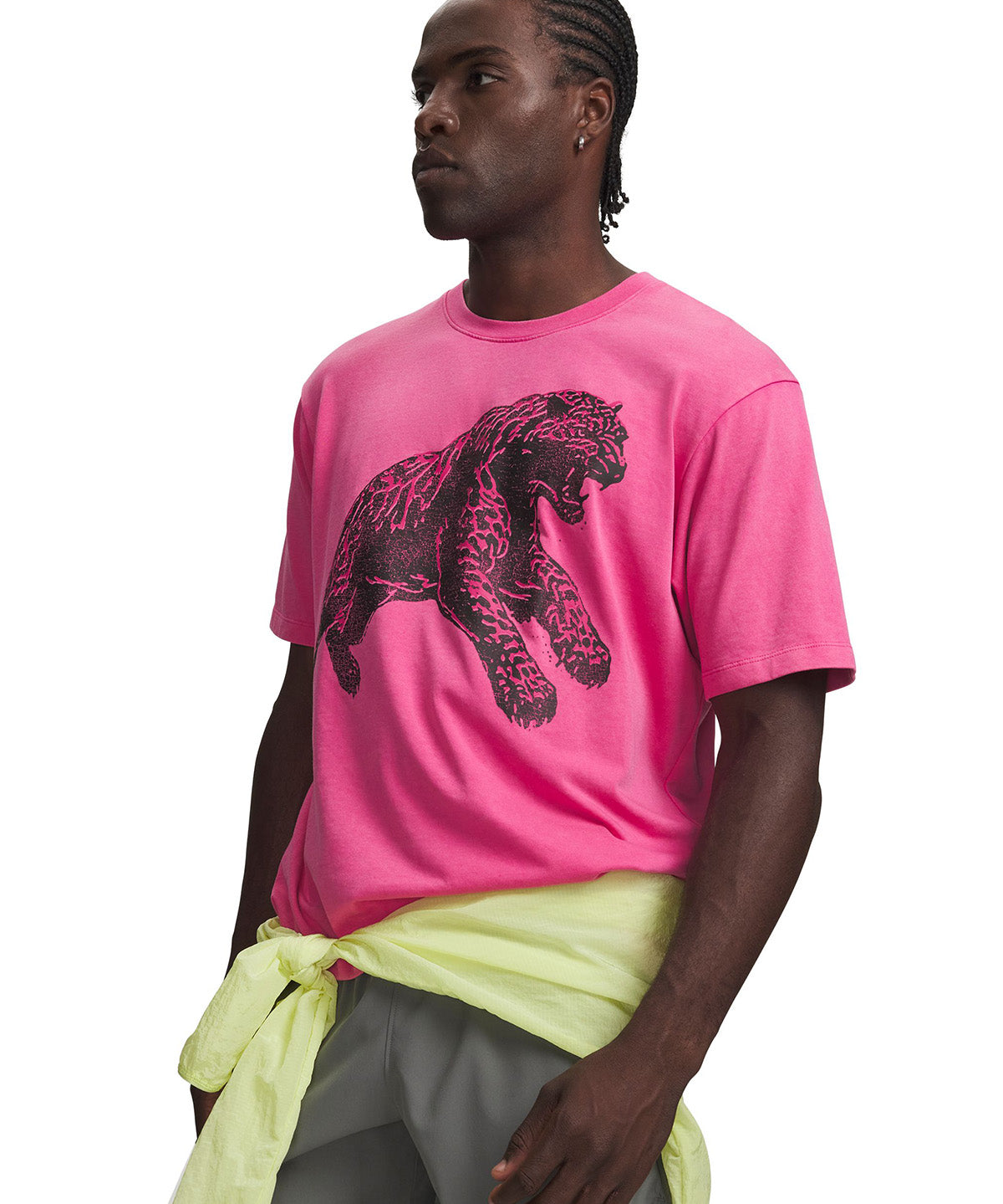 Polera manga corta UA HB Run Heavyweight Wash Speed rosada para hombre