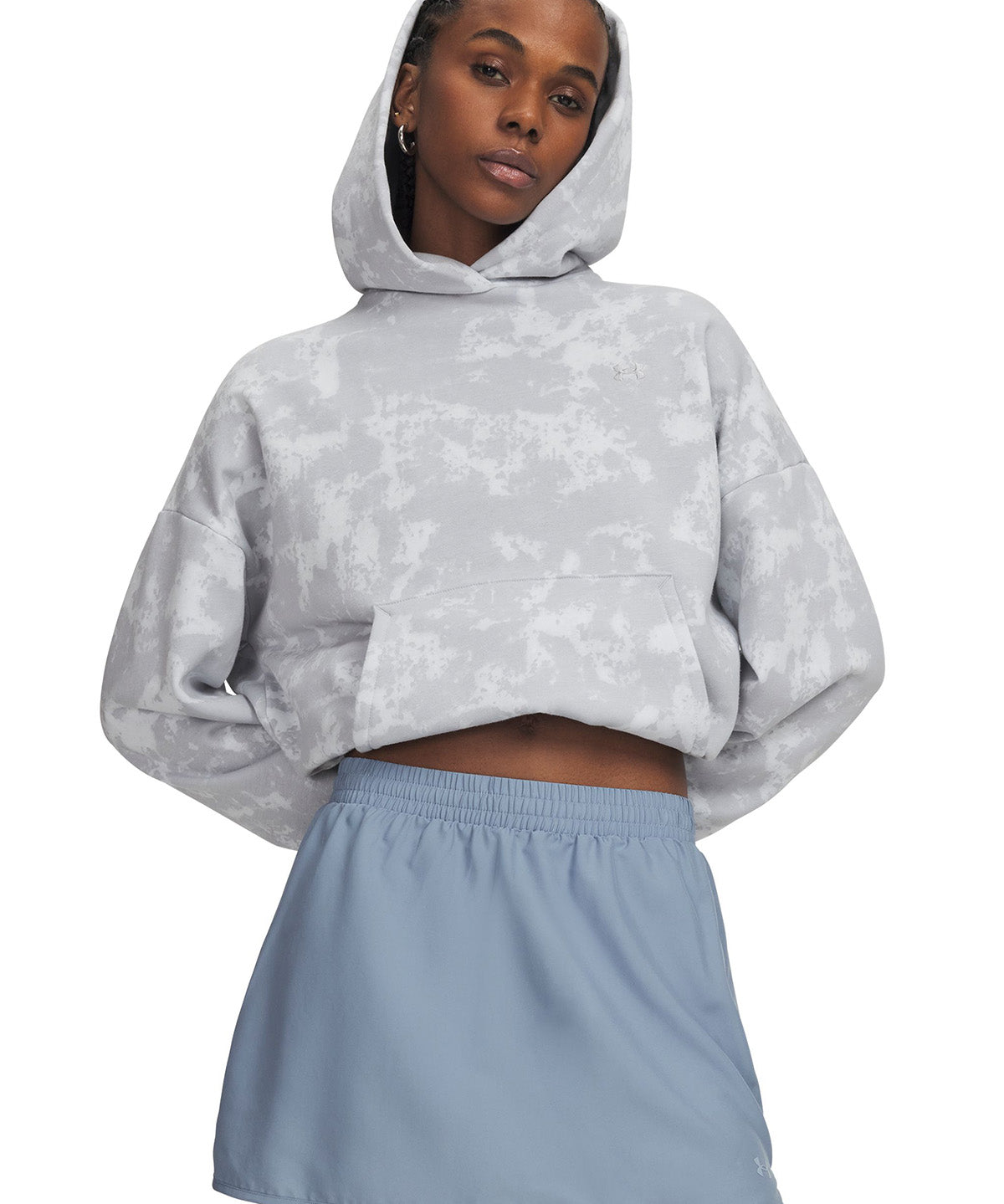 Polera manga larga UA Icon Fleece Printed gris para mujer