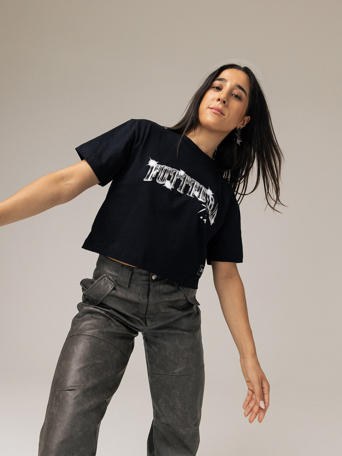 Polera Crop TINI Unisex Negra - FUTTTURA