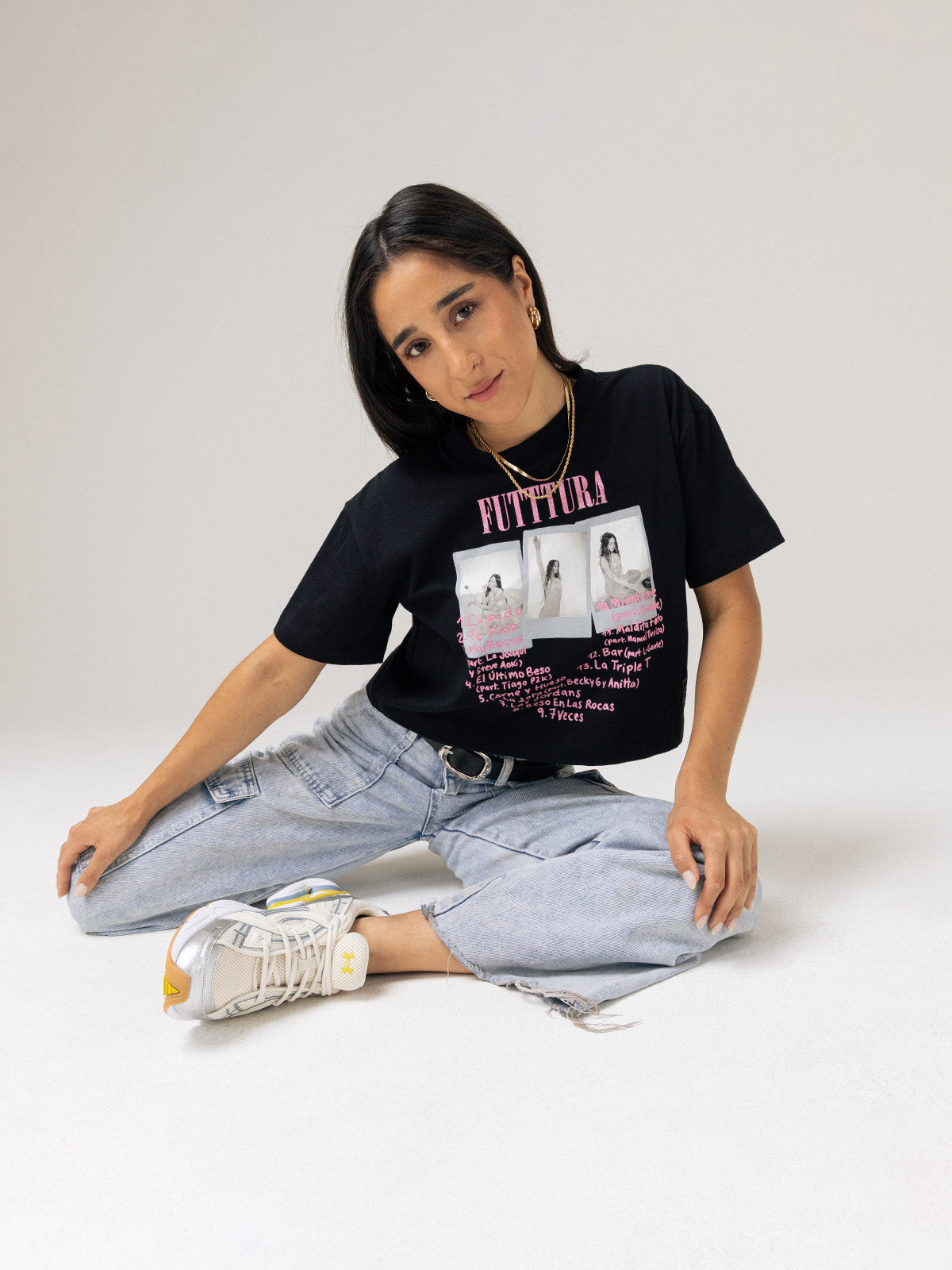 Polera Crop TINI Unisex Negra - Cupido