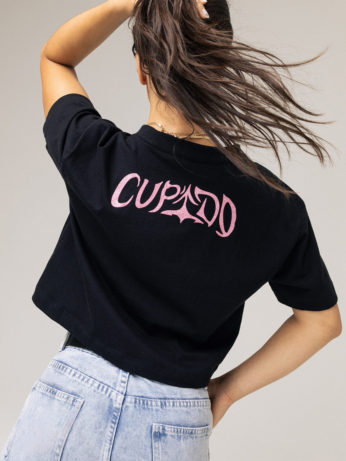 Polera Crop TINI Unisex Negra - Cupido